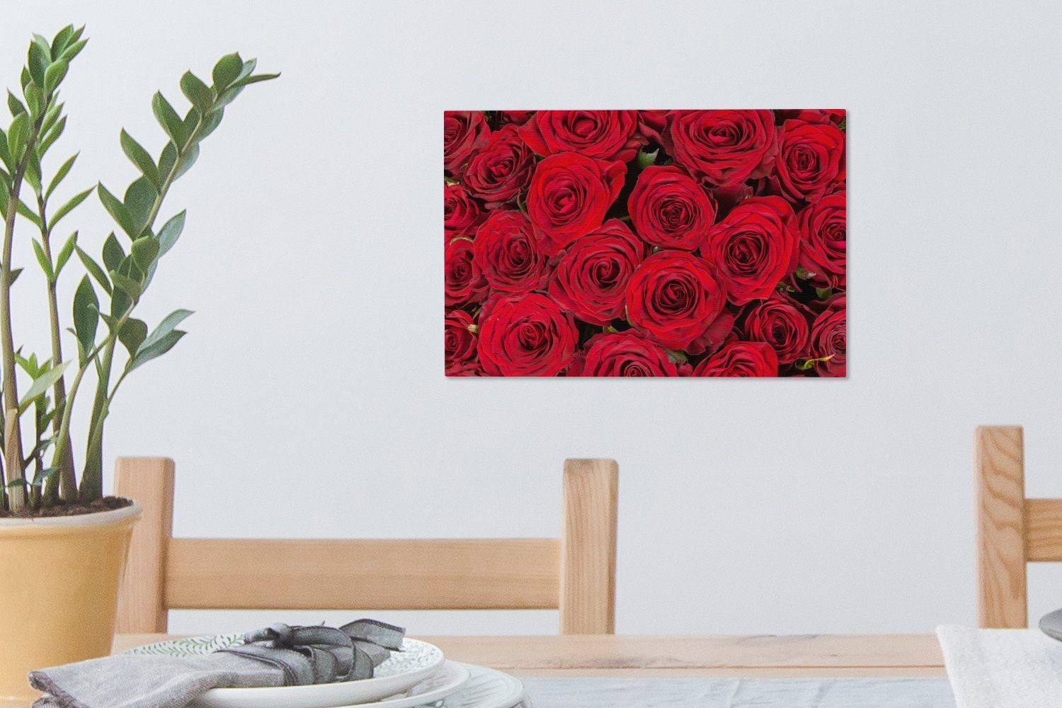 St), Rosen 30x20 Blumenstrauß, OneMillionCanvasses® Aufhängefertig, - cm Wandbild Leinwandbild Rot (1 Leinwandbilder, Wanddeko, -