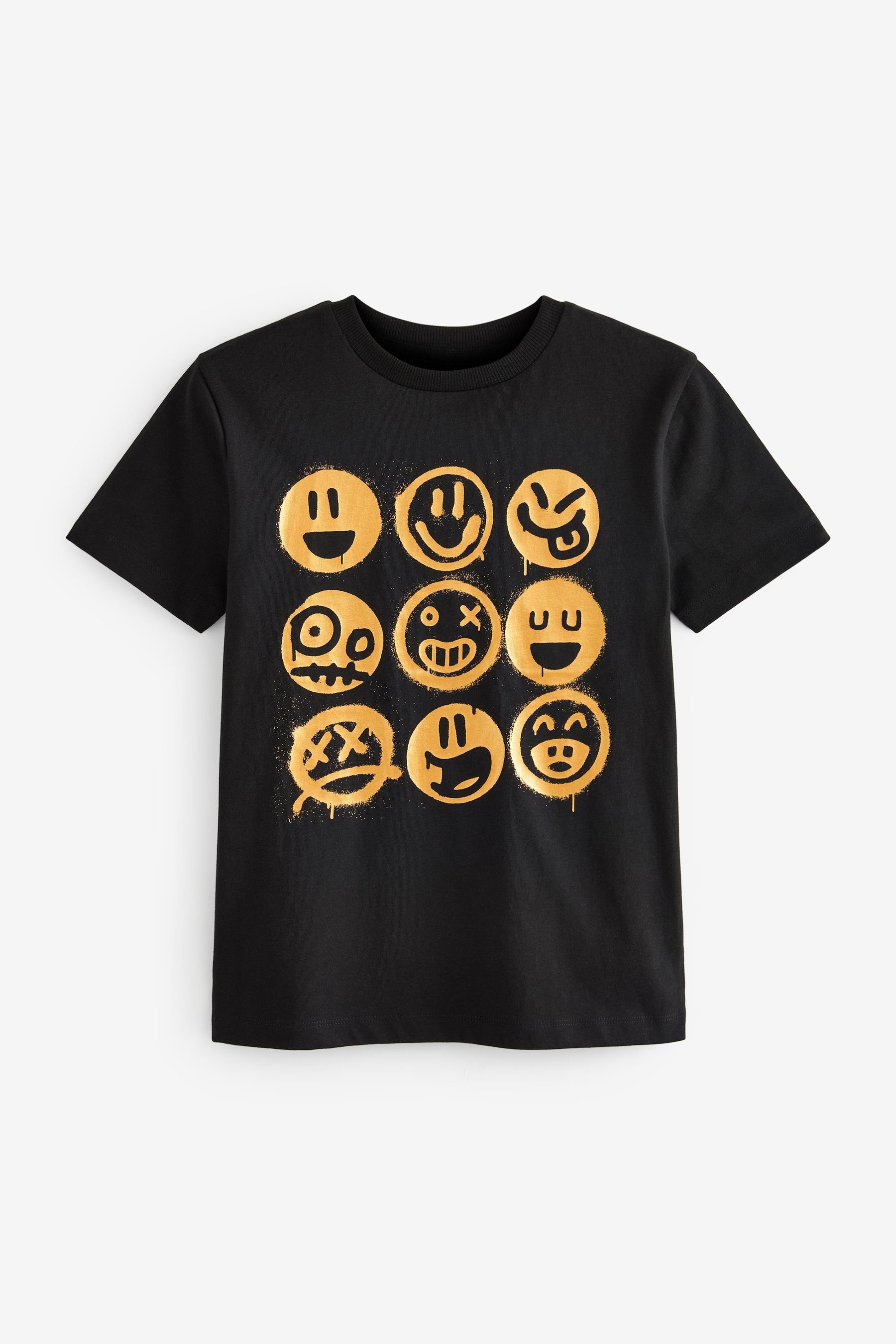 Next T-Shirt Grafik-T-Shirt (1-tlg) Black/Gold Smile | T-Shirts