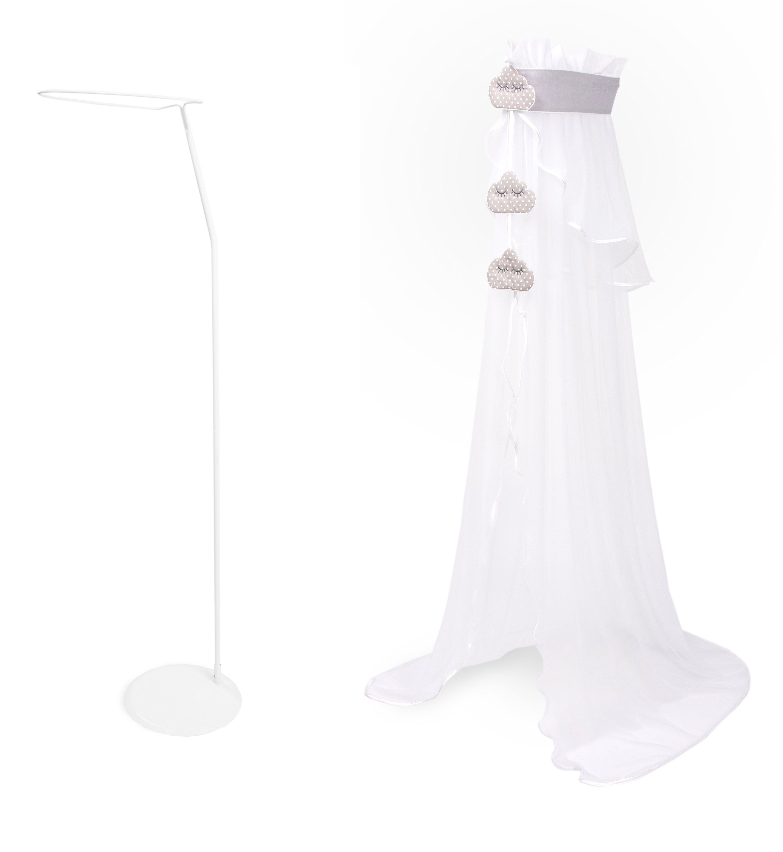 Amilian Betthimmel mit Himmelstange, Himmelhalter für Babybett - Himmelbett Gestell (Himmel für Babybett; Stubenwagen; Babywiege), Vollstoffhimmel oder Chiffonhimmel