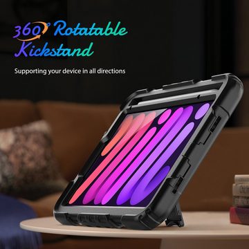 Lobwerk Tablet-Hülle 4in1 Hülle für Apple iPad Mini 6 2021 6. Gen. 8.3, Sturzdämpfung, Aufstellfunktion, Outdoor