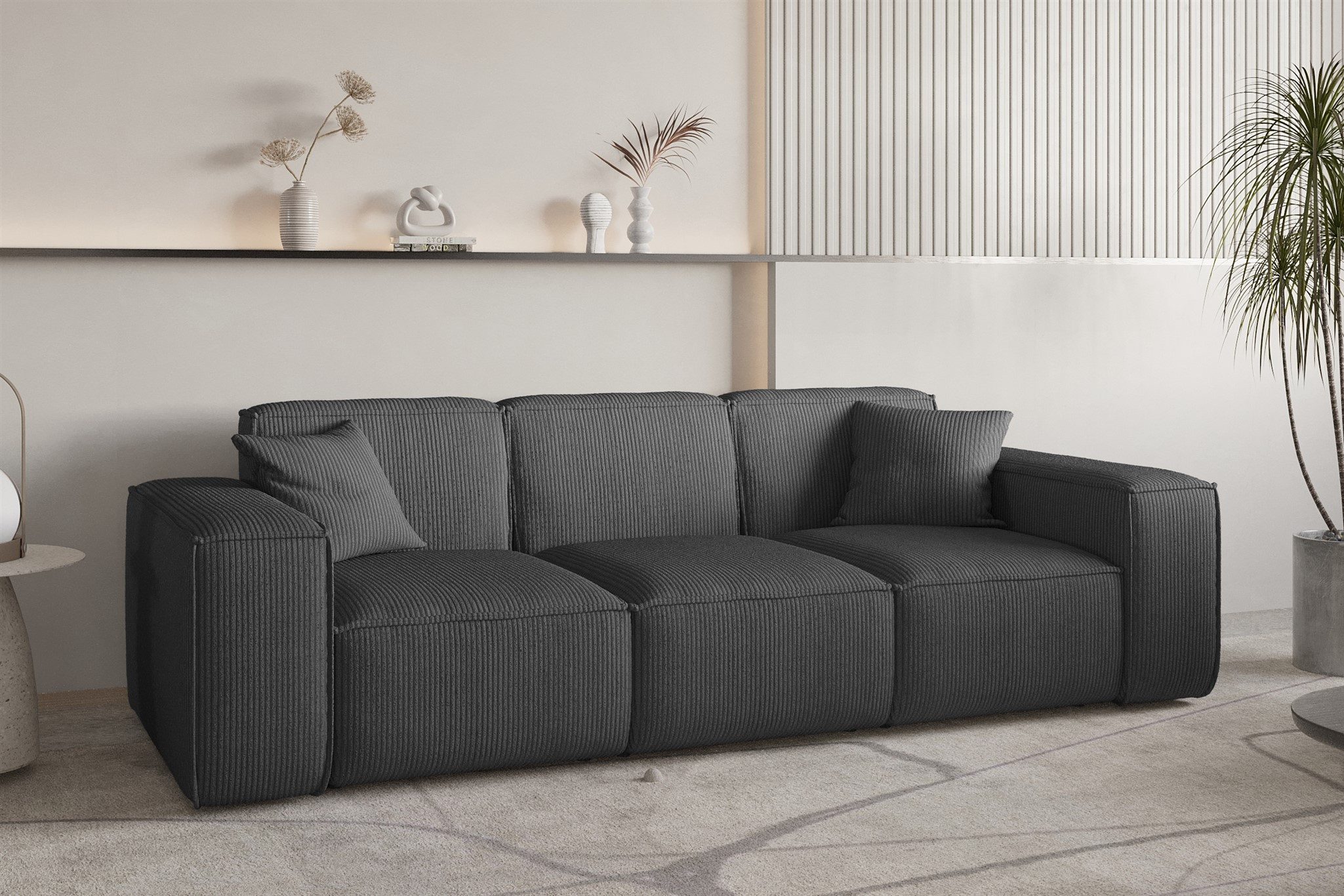 Fun Möbel Polstergarnitur Sofaset Designersofa CELES PREMIUM 3-1-1 in Stoff Scala, (1 x 3-Sitzer und 2 x Sessel, 3-tlg), Inkl. 4 Zierkissen, Rundumbezug