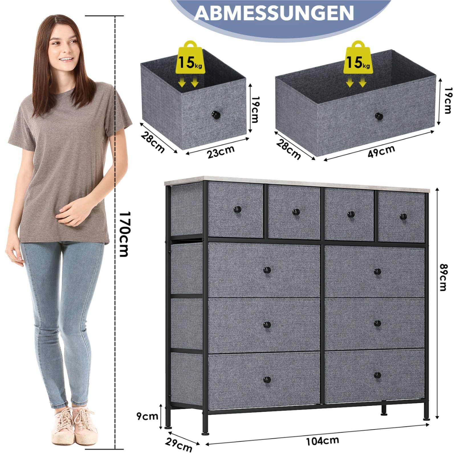TLGREEN Stauraumschrank,Kommode mit Stoffschubladen,Aufbewahrungsschrank, ( günstig online kaufen