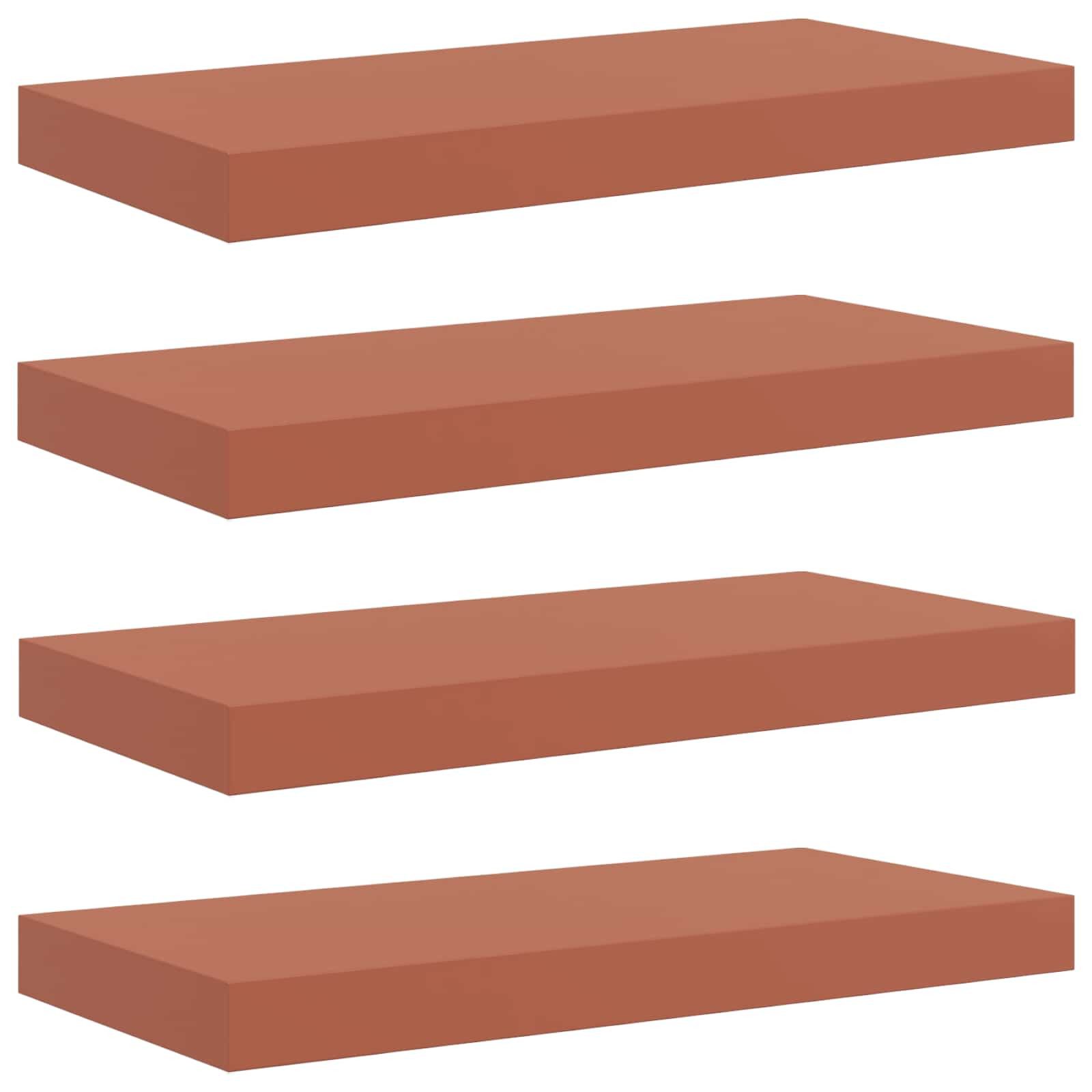 vidaXL Regal Wandregal Wandmontiert 4 pcs Rot 50 x 23 x 4 cm Holzwerkstoff, 4-tlg.