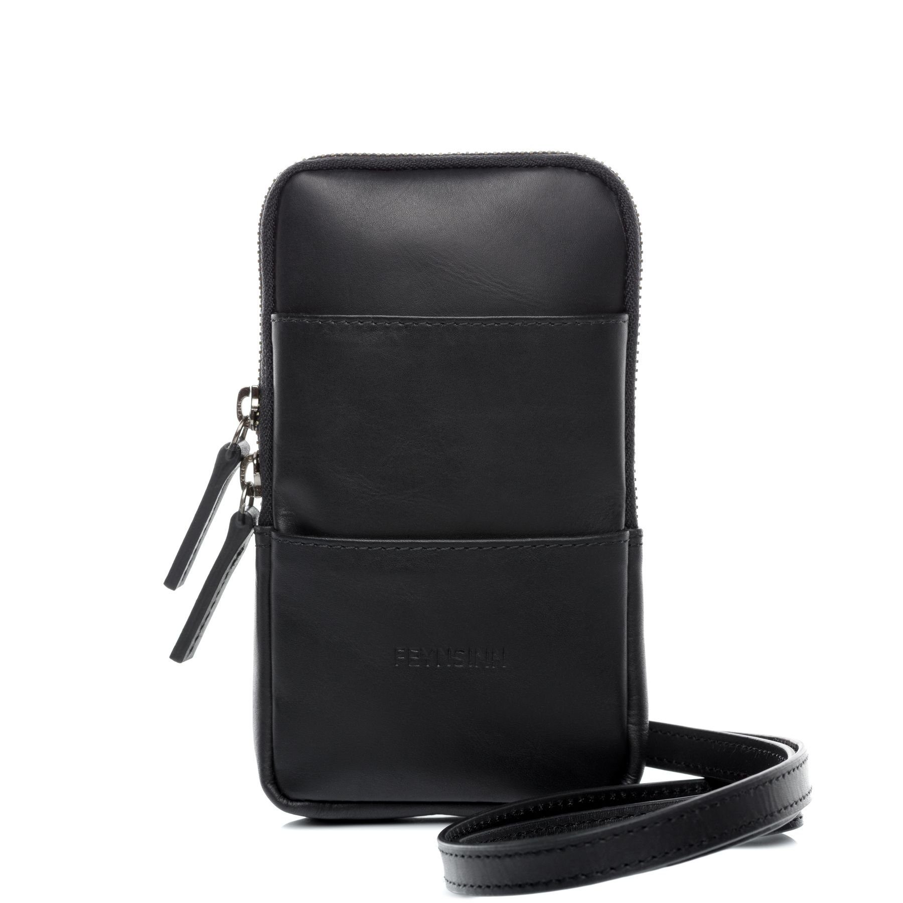 FEYNSINN Bauchtasche echt Leder iPhone XS schwarz, Handytasche iPhone XS echt Leder Unisex, Umhängetasche schwarz