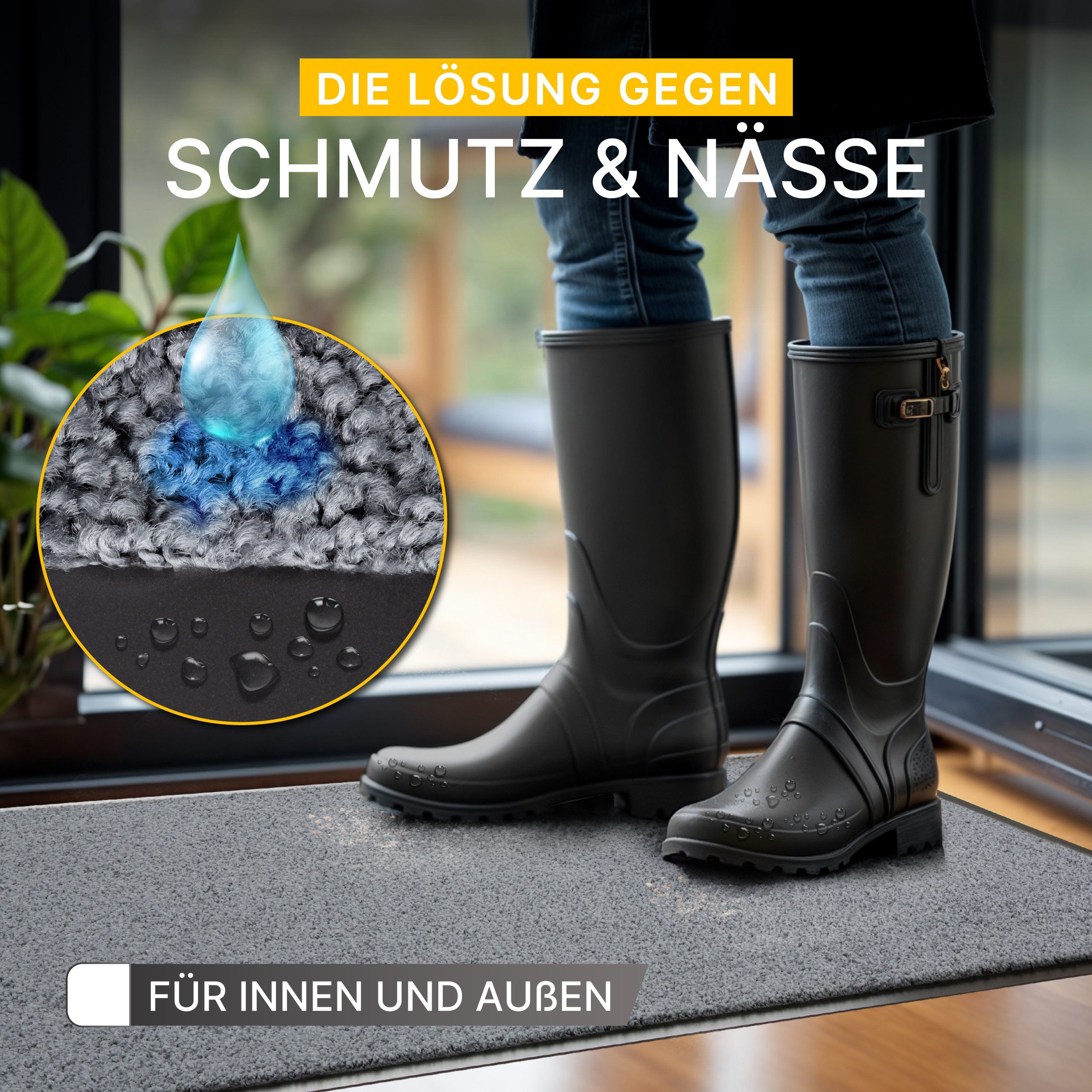 Entrando Fußmatte FIEL, Rechteckig, Höhe: 7 mm, Schmutzfangmatte Innen & Außen waschbar rutschfest dünn saugstark