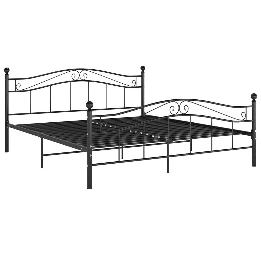 vidaXL Bettgestell 200 x 200 cm Bett Schwarz Metall 200x200 cm Bettrahmen Bettgestell