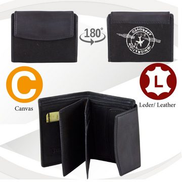 Sunsa Geldbörse 81121 Unisex Vintage Leder Geldbeutel Brieftasche Portemonnaie, echt Leder, Unisex, mit RFID Schutz, zeitlos, Canvas, Vintage Style
