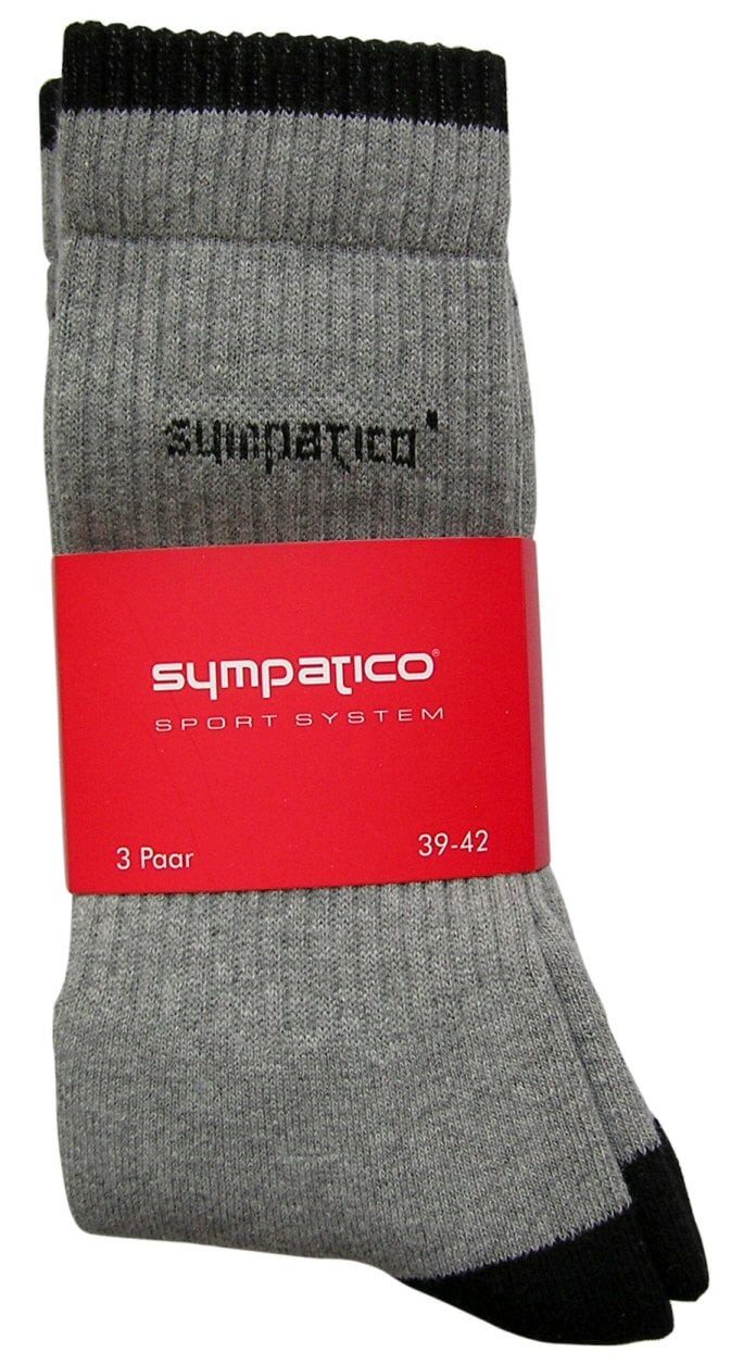 Sympatico Tennissocken Crew (Baumwolle) grau - 3 Paar