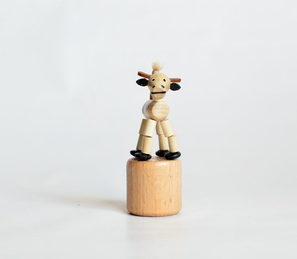 Jan Stephani Erzgebirgische Volkskunst Tierfigur Holzspielzeug Wackelfigur  Kuh Höhe=7cm NEU