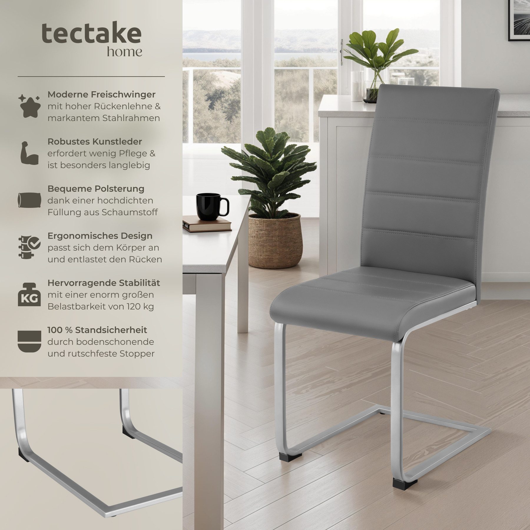 tectake Esszimmerstuhl Set Schwingstuhl (Set, 6 günstig online kaufen