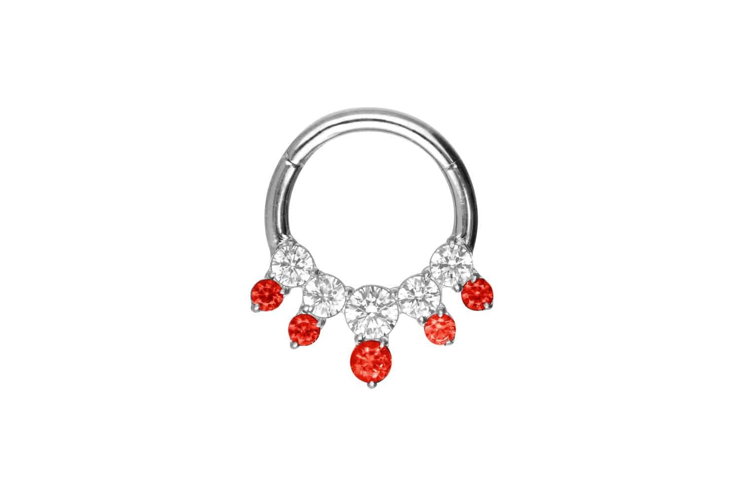 Nasenpiercing Titan Segmentring Clicker EINGEFASSTE KRISTALLE ZWEIFARBIG Ohrpiercing