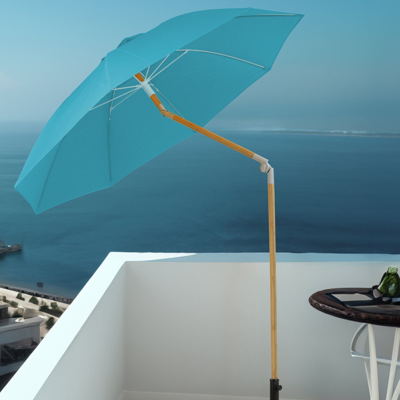 SVITA Sonnenschirm Bambus, Sonnenschirm mit Sonnenschirmständer, günstig online kaufen