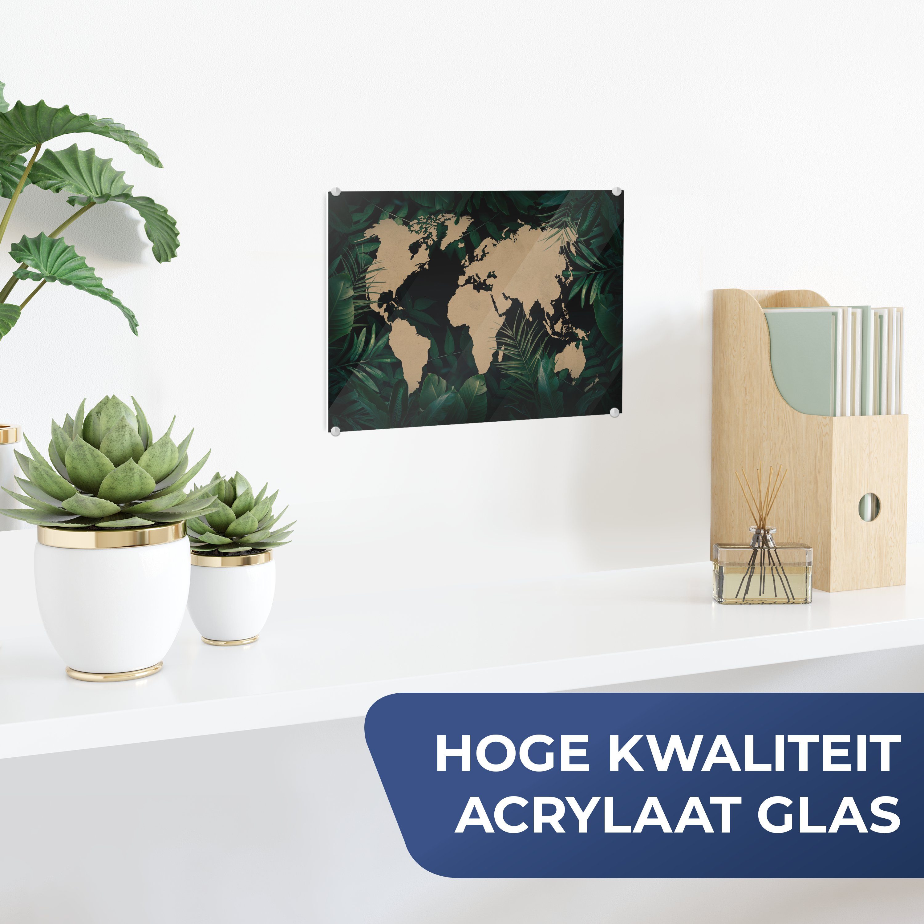 auf Tropische Wanddekoration auf Glas Weltkarte (1 - Wandbild Glasbilder - Pflanzen Glas St), Foto MuchoWow Pflanzen, Bilder - Acrylglasbild - -