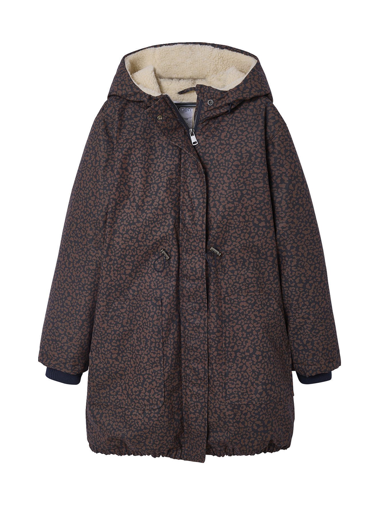 jonen Parka Lange Mädchen Winterjacke mit Leoprint
