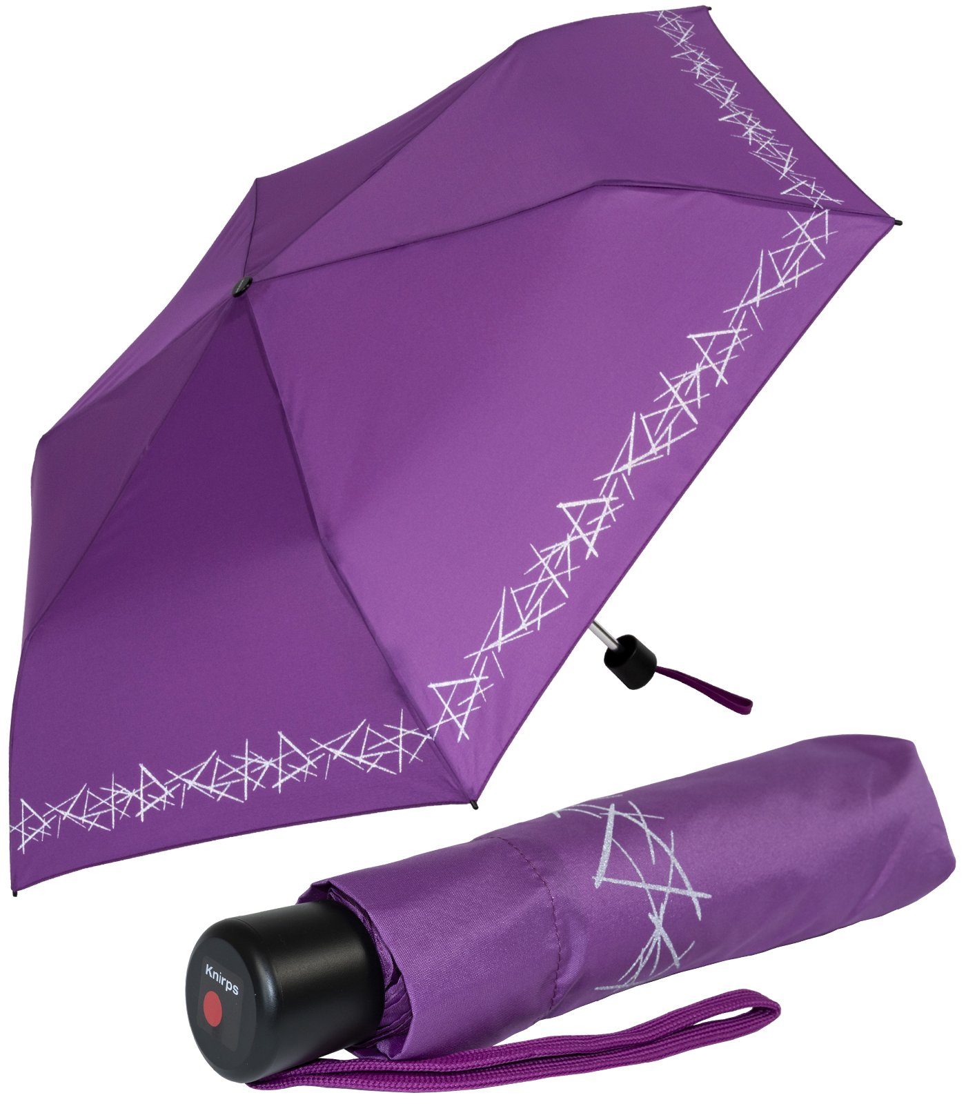 Schulweg, Knirps® mit uni, Kinderschirm reflective 4Kids Taschenregenschirm Sicherheit leicht, auf dem Reflexborte, lila