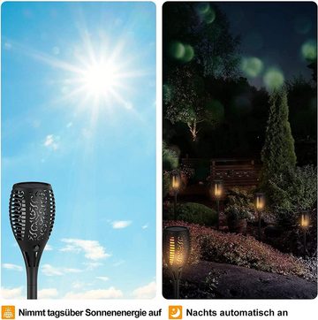 Diyarts LED Gartenleuchte, LED fest integriert, Warmweiß, 4er Set, Wasserdicht IP65, Automatische Ein- und Auschaltung, Flammenlicht für Gartenbereich