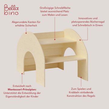 Bellabino Kindersitzgruppe Vily, 2-in-1 Kinderbücherregal und Schreibtisch, natur aus Birke Sperrholz