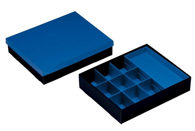NIPS Aufbewahrungsbox „VARIO-BOX mit variabler Innenaufteilung und Deckel“ (1 St), B/H/T 35,0 x 7,5 x 28,5 cm, Wellkarton, Karton, Pappe