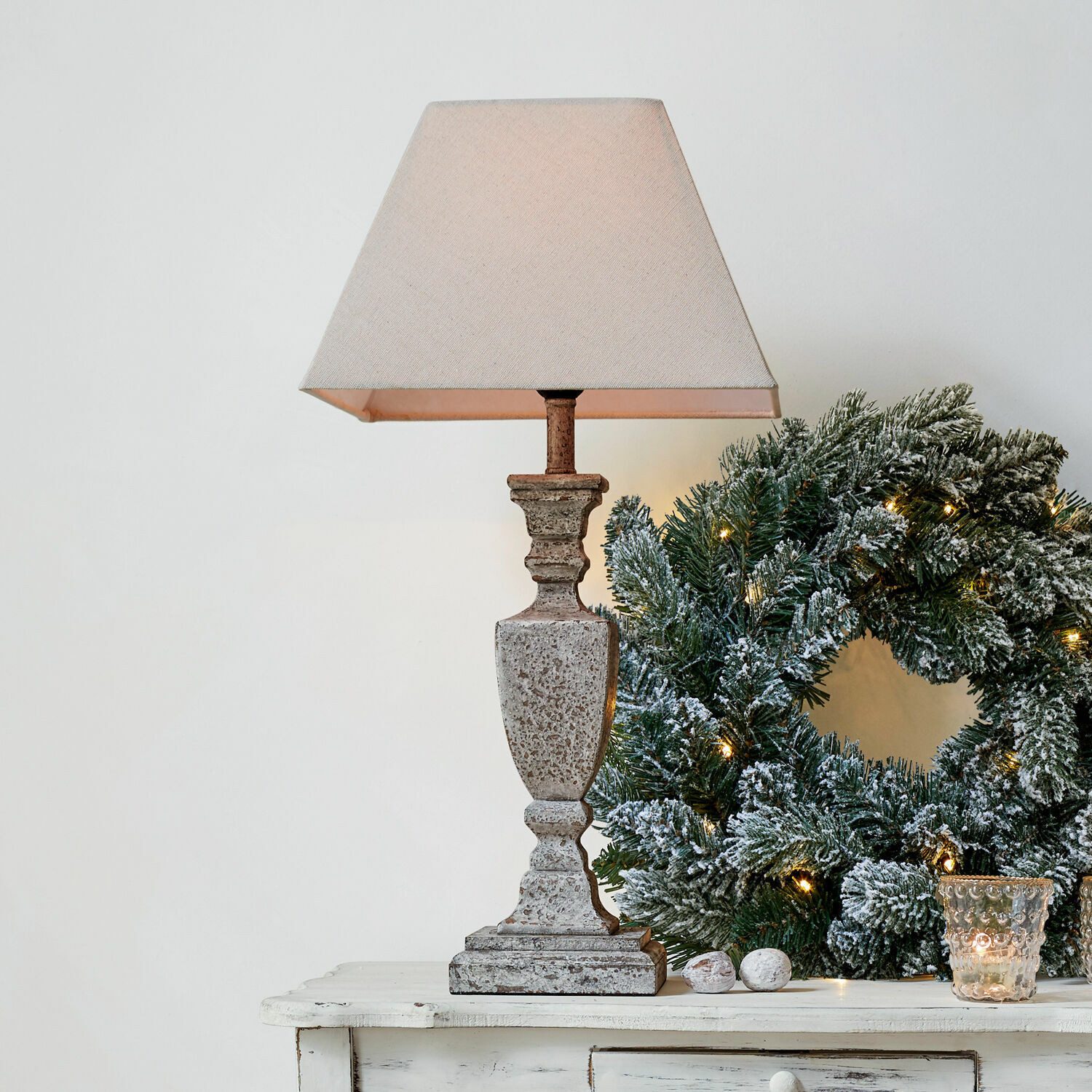 Mirabeau Tischleuchte Tischlampe Gorham weiß/antikgrau günstig online kaufen