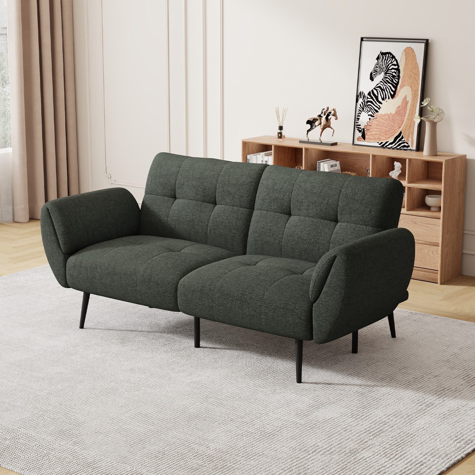 Jiexi 3-Sitzer Sofa Mit Schlaffunktion, Klappsofa Sofa 3 Sitzer, Geeignet Wohnzimmer