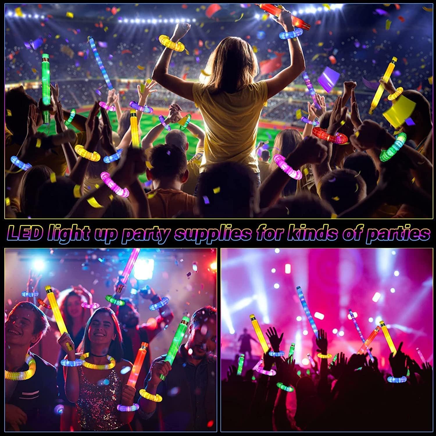 POPOLIC Kreativset 12 Stück Mitgebsel Kindergeburtstag LED Pop Tubes Fidget günstig online kaufen