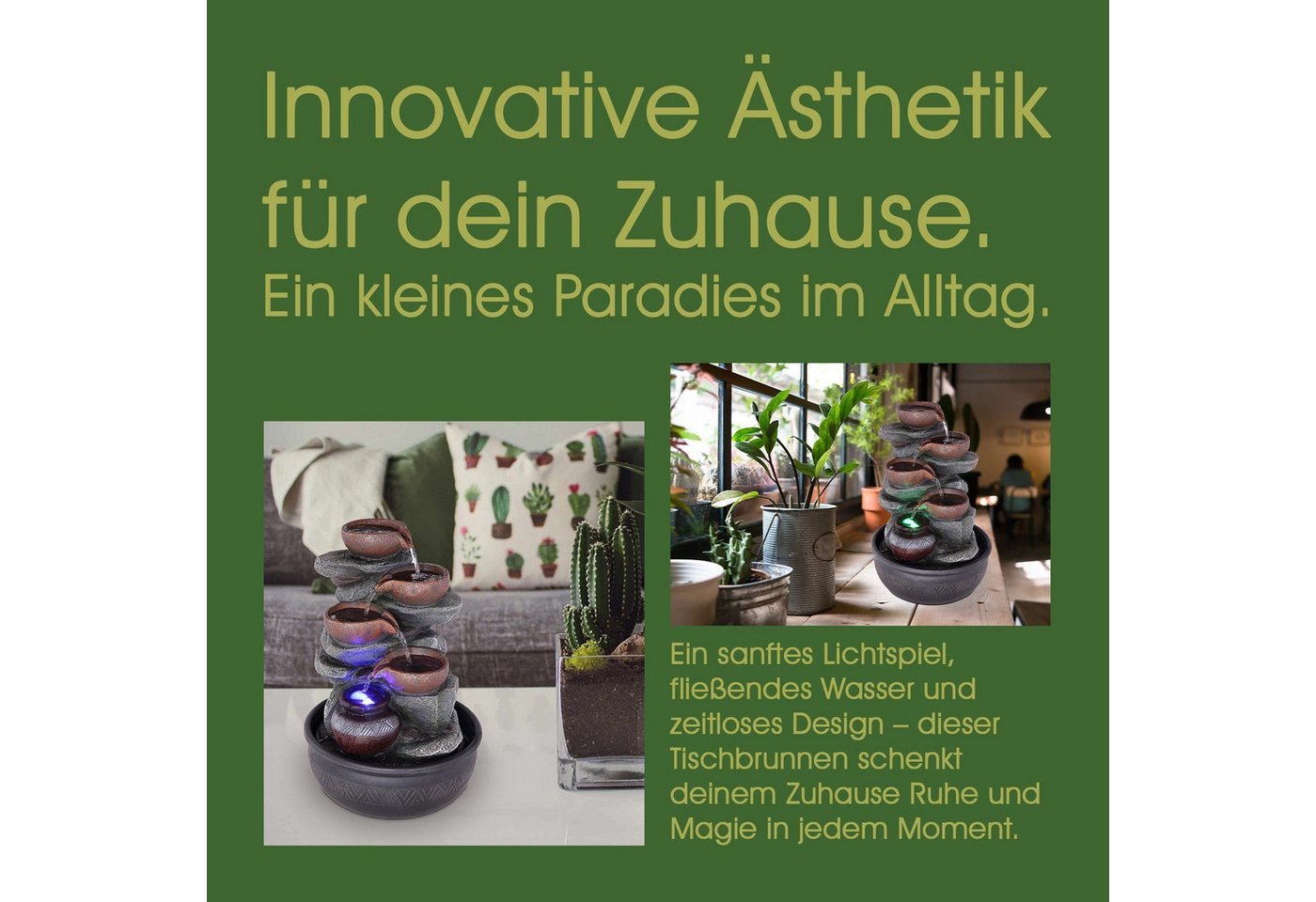 Thumbnail - bmf-versand Zimmerbrunnen Zimmerbrunnen mit Beleuchtung und Wasser Tischbrunnen Kugel LED RGB, 25,00 cm Breite, Farbwech...