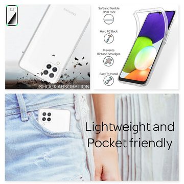 Nalia Smartphone-Hülle Samsung Galaxy A22, Klare 360 Grad Hülle / Rundumschutz / Transparent / Displayschutz Case