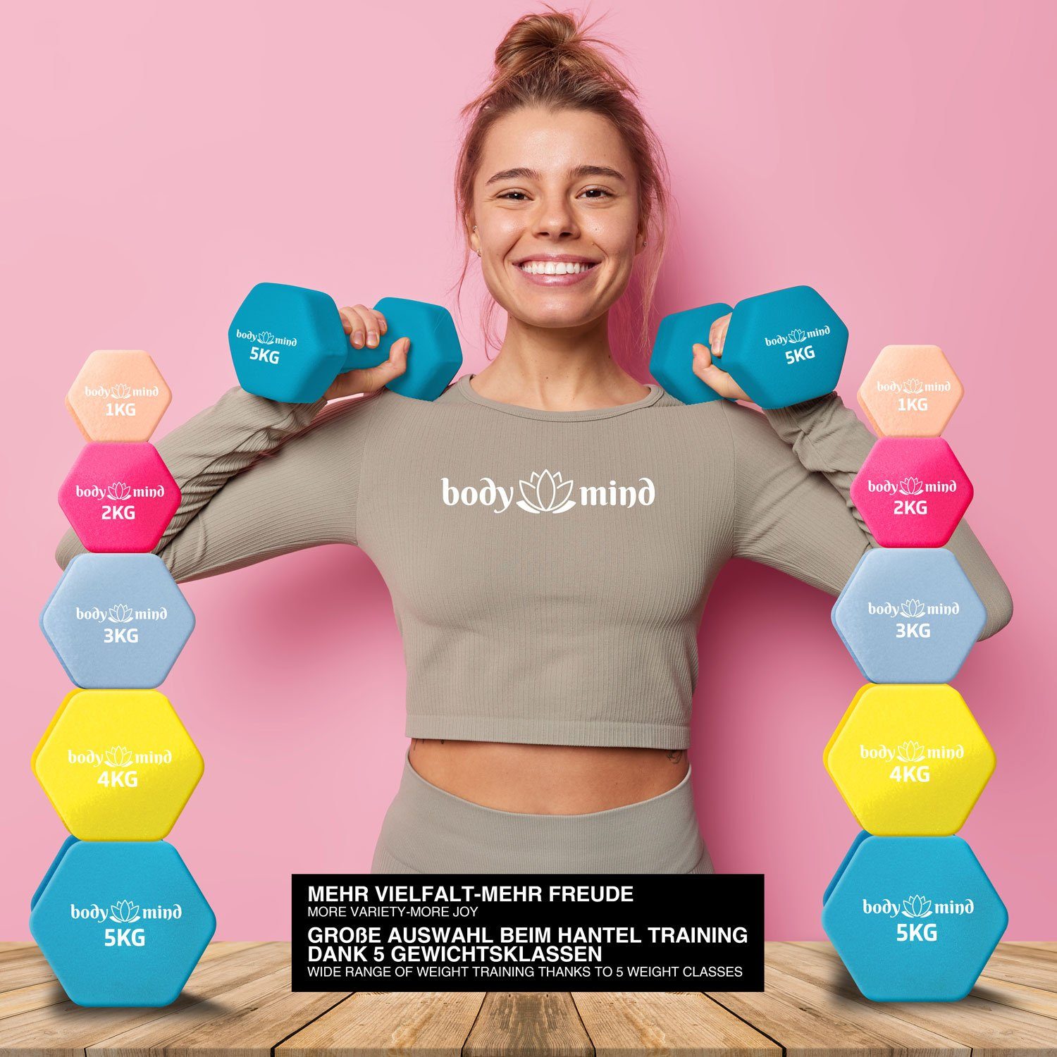 Body & Mind Hantel-Set BODY & MIND Neopren Hantel Set–Kurzhanteln für Fitness & Heimgebrauch, (Dumbbells, Effektives Krafttraining), Fitness Workout für Zuhause