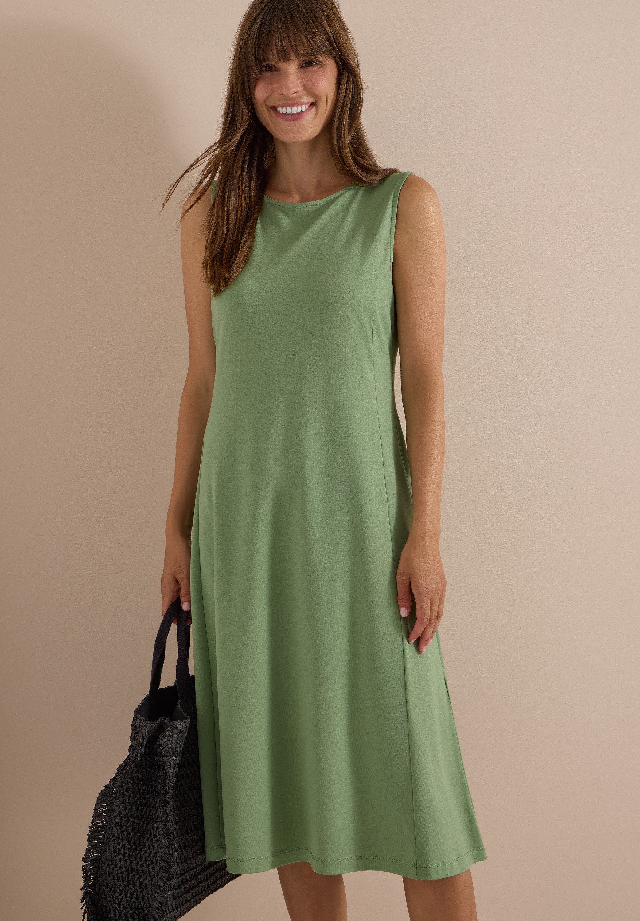 CECIL Midikleid Ärmelloses Sommerkleid mit Rundhals und Jersey