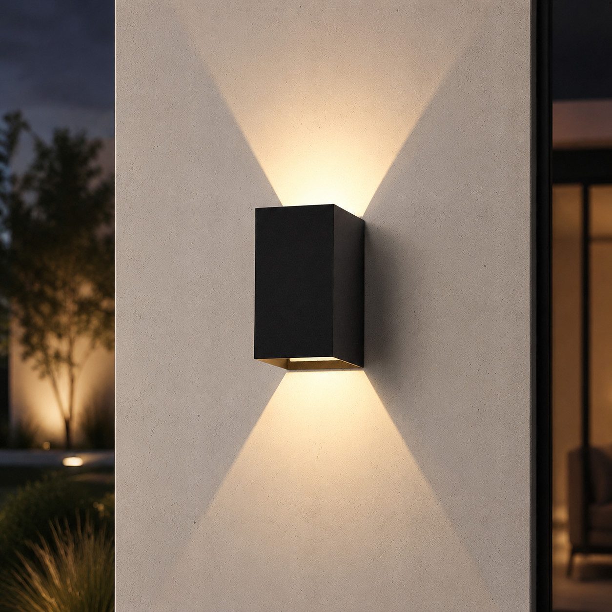 ZMH LED Wandleuchte Wandlampe Innen - Up Down Schwarz LED Außenlampe 5W Schlafzimmer, ‎Energieeffizient, LED fest integriert, 3000K Warmweiß