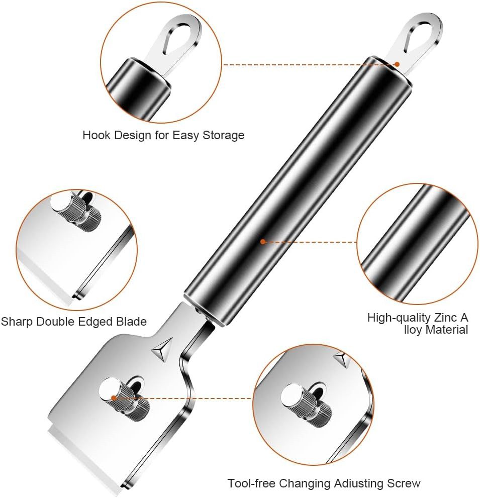 FELIXLEO Universalschaber Keramikschaber Metall mit 16 Ersatzklingen für Kochfeld Ofen