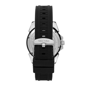 Sector Quarzuhr Sector Herren Armbanduhr Analog, Herren Armbanduhr rund, groß (41mm), Silikonarmband schwarz, Fashion