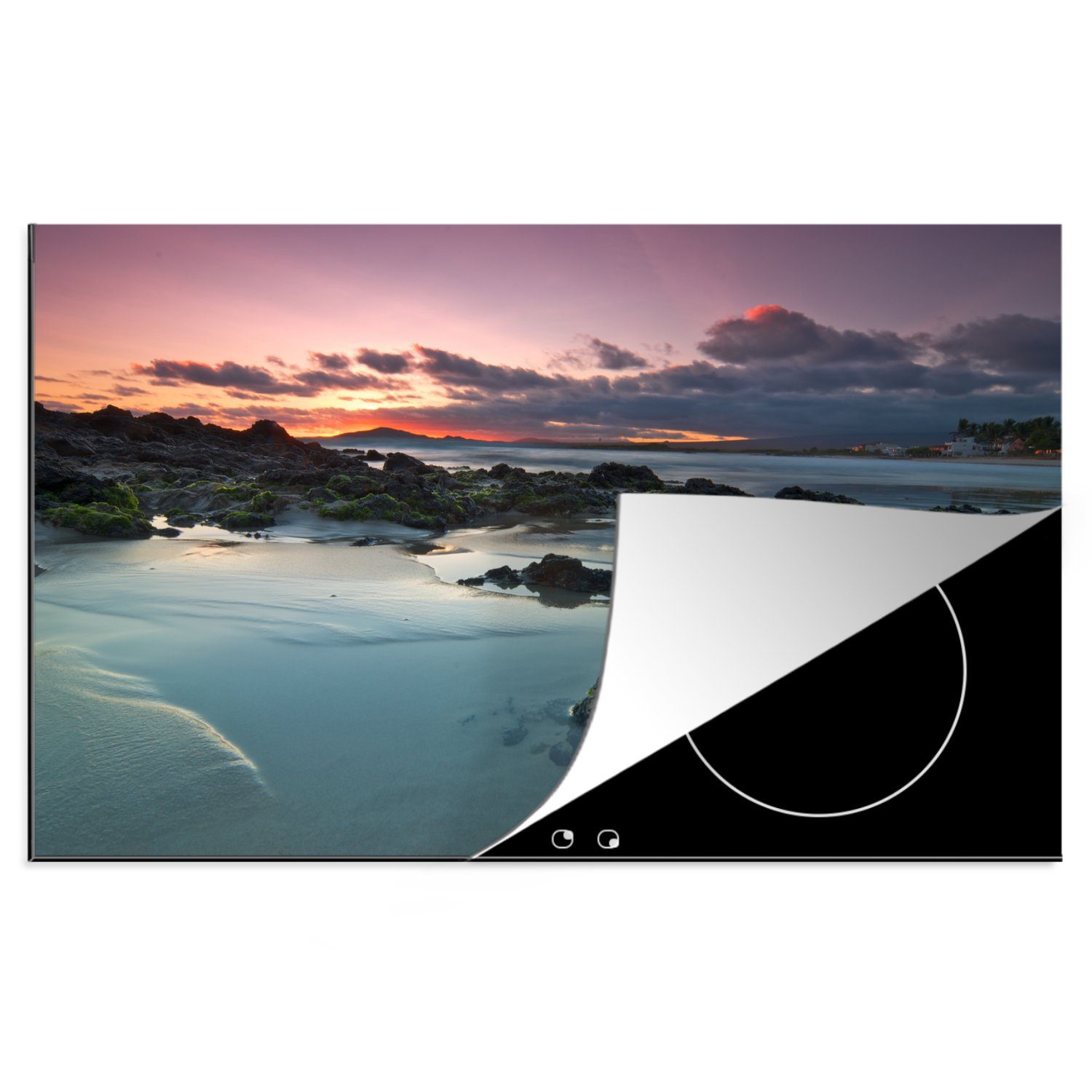 MuchoWow Herdblende-/Abdeckplatte Sonnenuntergang über den Galapagos-Inseln, Vinyl, (1 tlg), 81x52 cm, Induktionskochfeld Schutz für die küche, Ceranfeldabdeckung