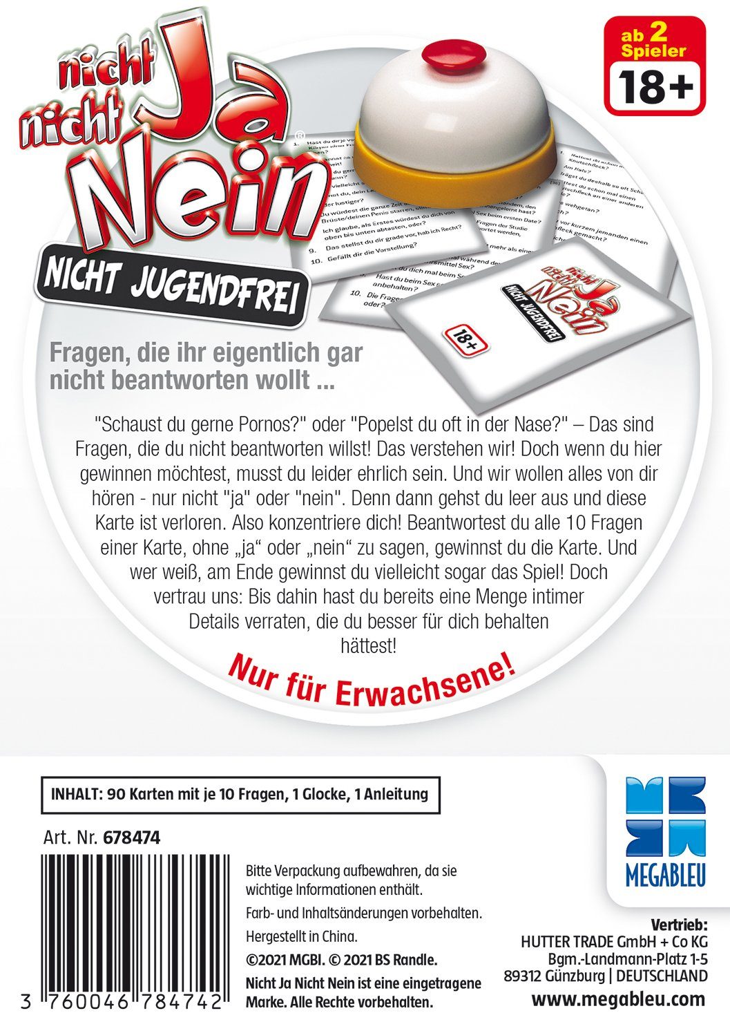 MEGABLEU Spiel Nicht Ja Nicht Nein 18+, Partyspiel