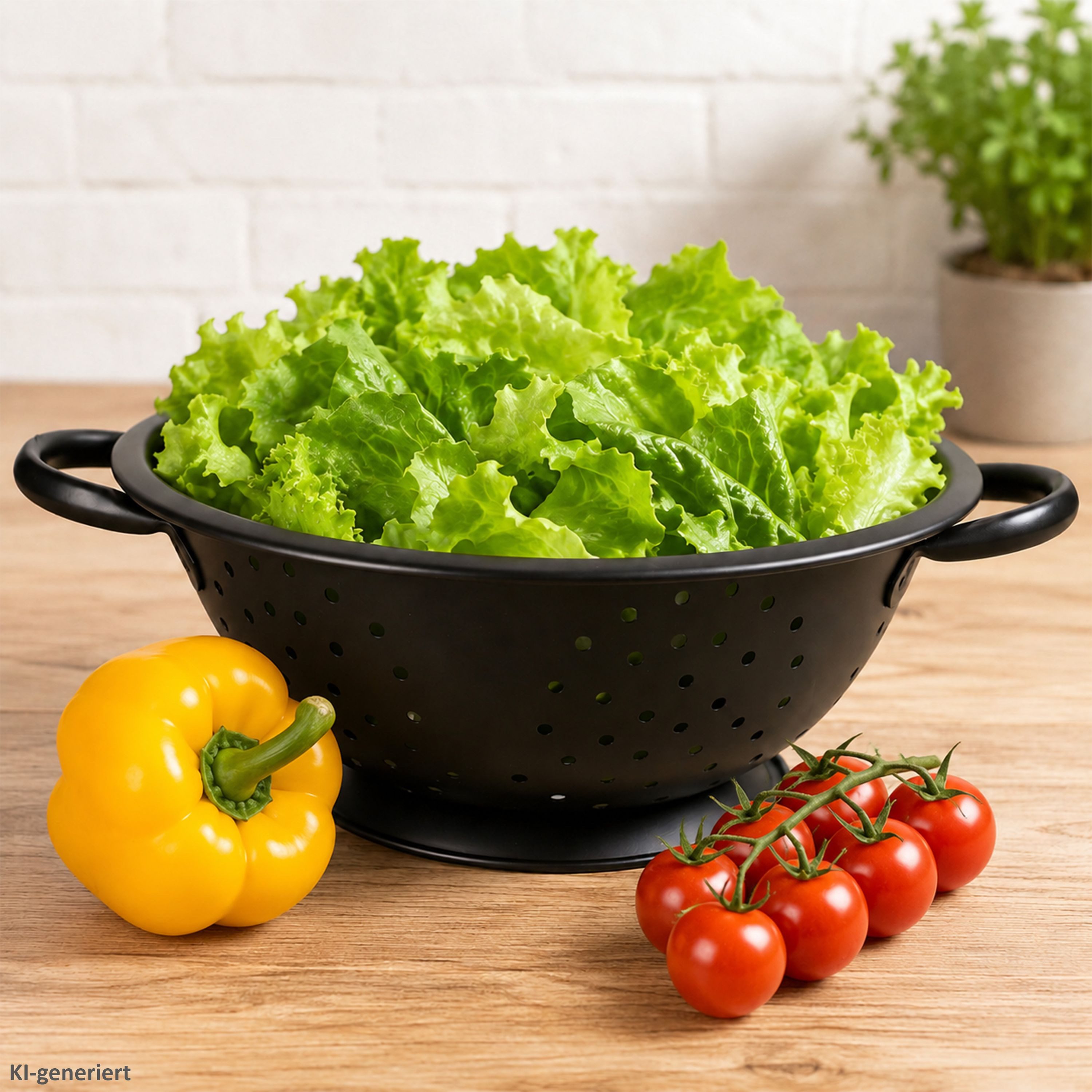 MamboCat Seiher Retro-Seiher Ø24cm schwarz Stahl Küchensieb mit Henkeln Gemüse Obst – Bild 5 von 5