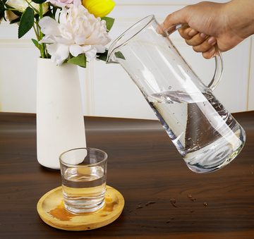 Homewit Wasserkaraffe 1,5 Liter Glaskaraffe, mit Edelstahldeckel, Griffen, Filter, (1-tlg), für heißes/kaltes Wasser Eistee Saft Getränke Wein