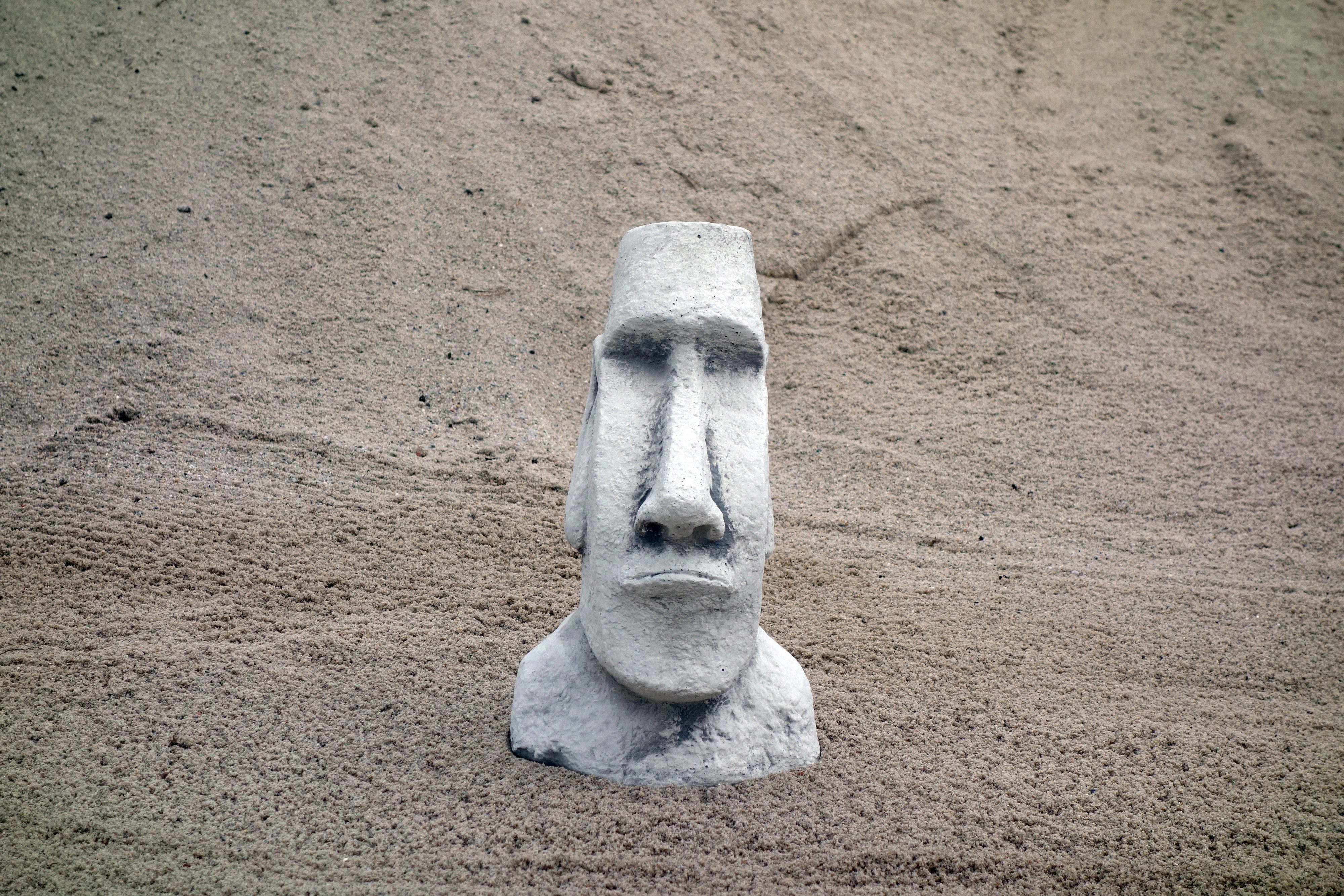 gartendekoparadies.de Gartenfigur Massive Moai Steinstatue Osterinsel Kopf, Steinfigur, H.40 cm, 12 kg, Frostsicher