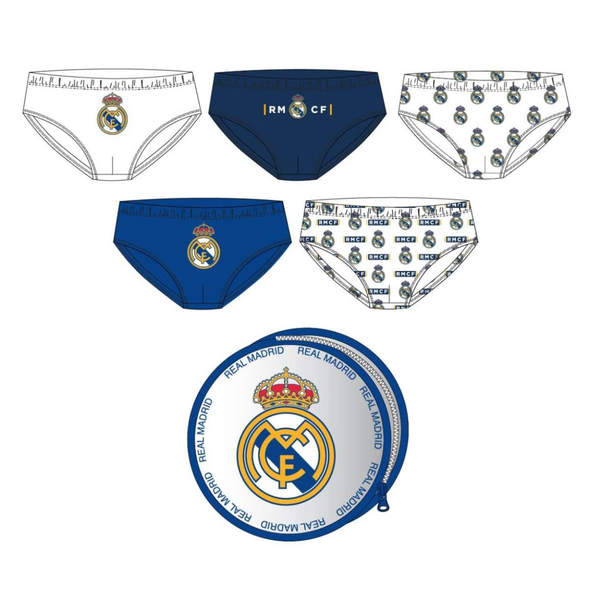 Real Madrid Slip 5 Teile Jungen Unterwäsche Set aus Baumwolle Single Jersey (5-St)