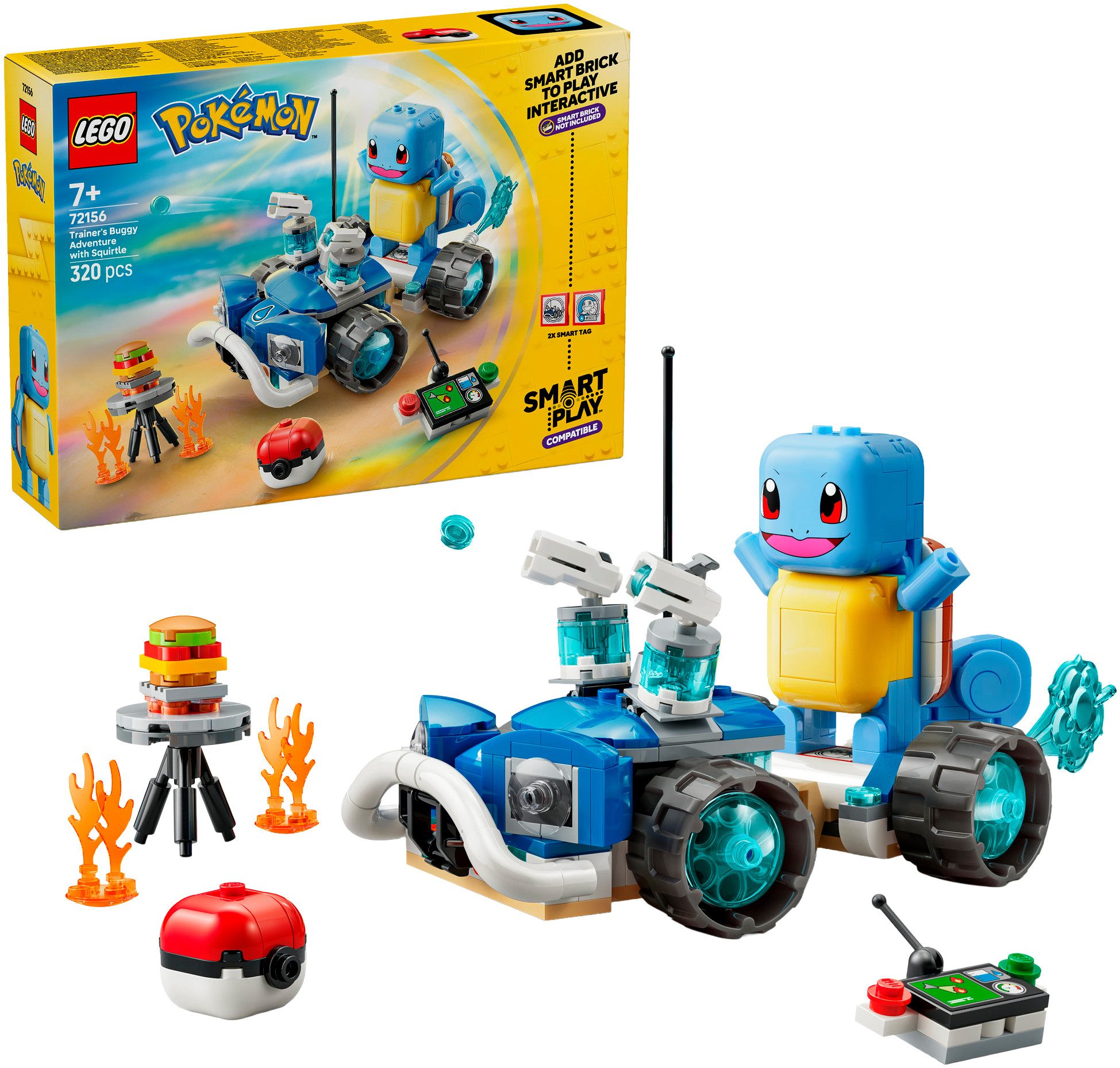 LEGO® SMART Play™ Trainer-Buggyabenteuer mit Schiggy (72156), LEGO Pokémon Konstruktionsspielsteine, (320 St), Mit SMART Brick kompatibel (nicht enthalten)