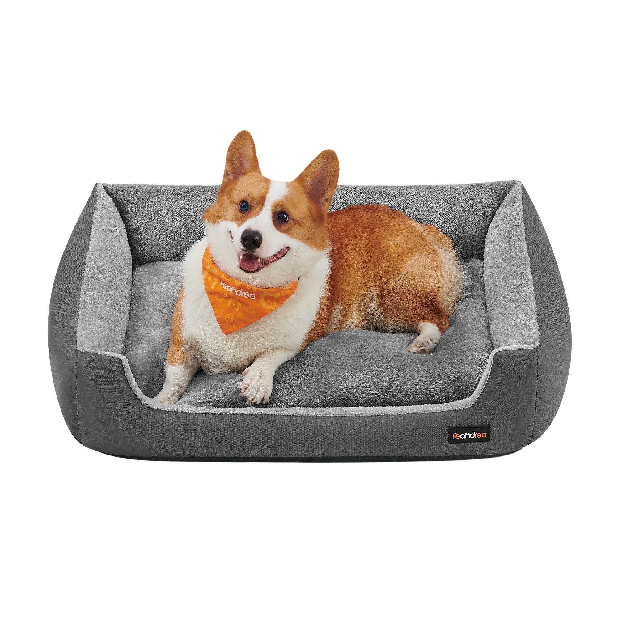 FEANDREA Tierbett, L/XL Hundebett, Hundekorb mit Wendekissen