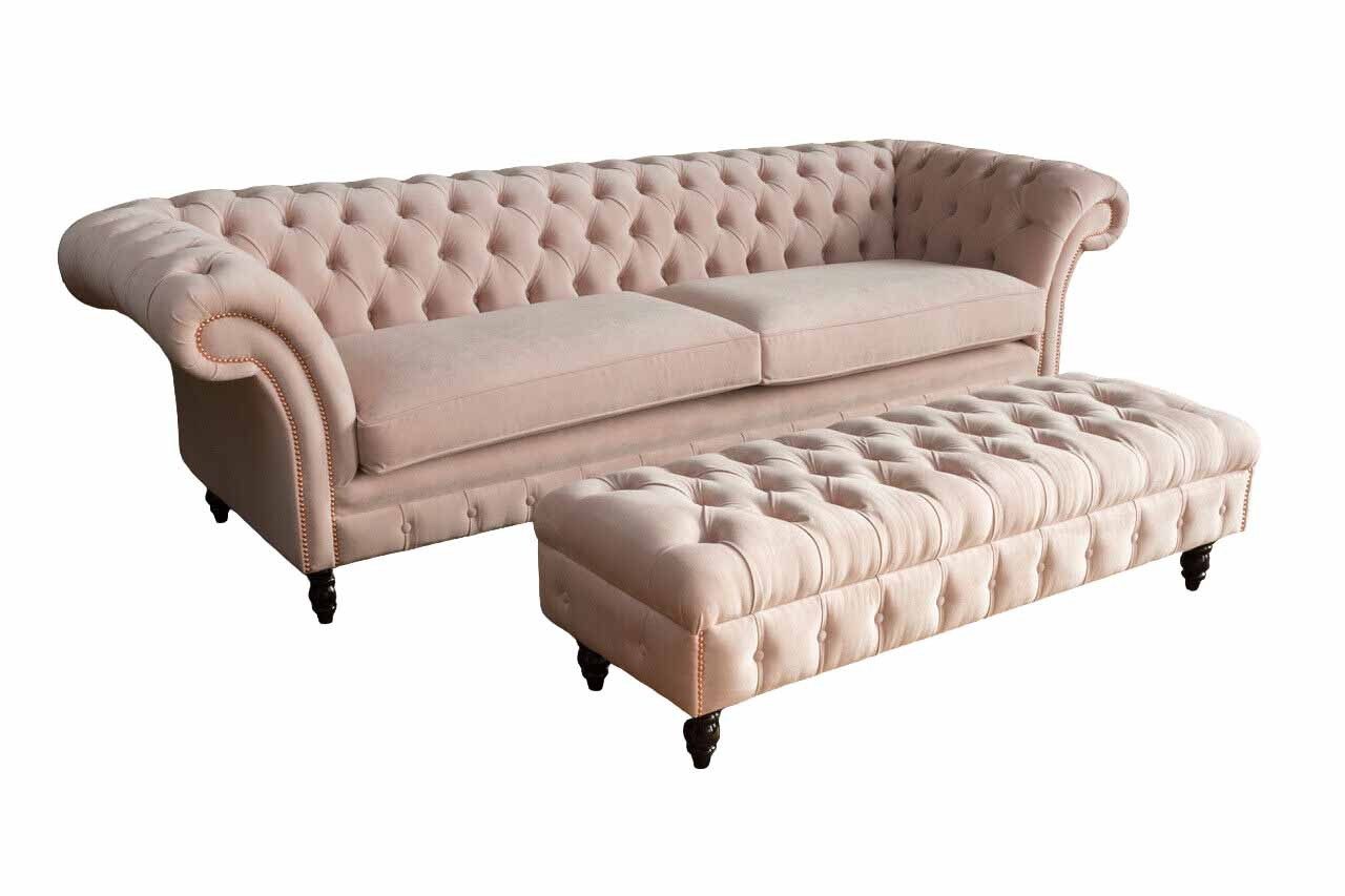 Xlmoebel Bettbank Chesterfield Fußhocker Polsterhocker 120x70cm (1-St), Made in Europa