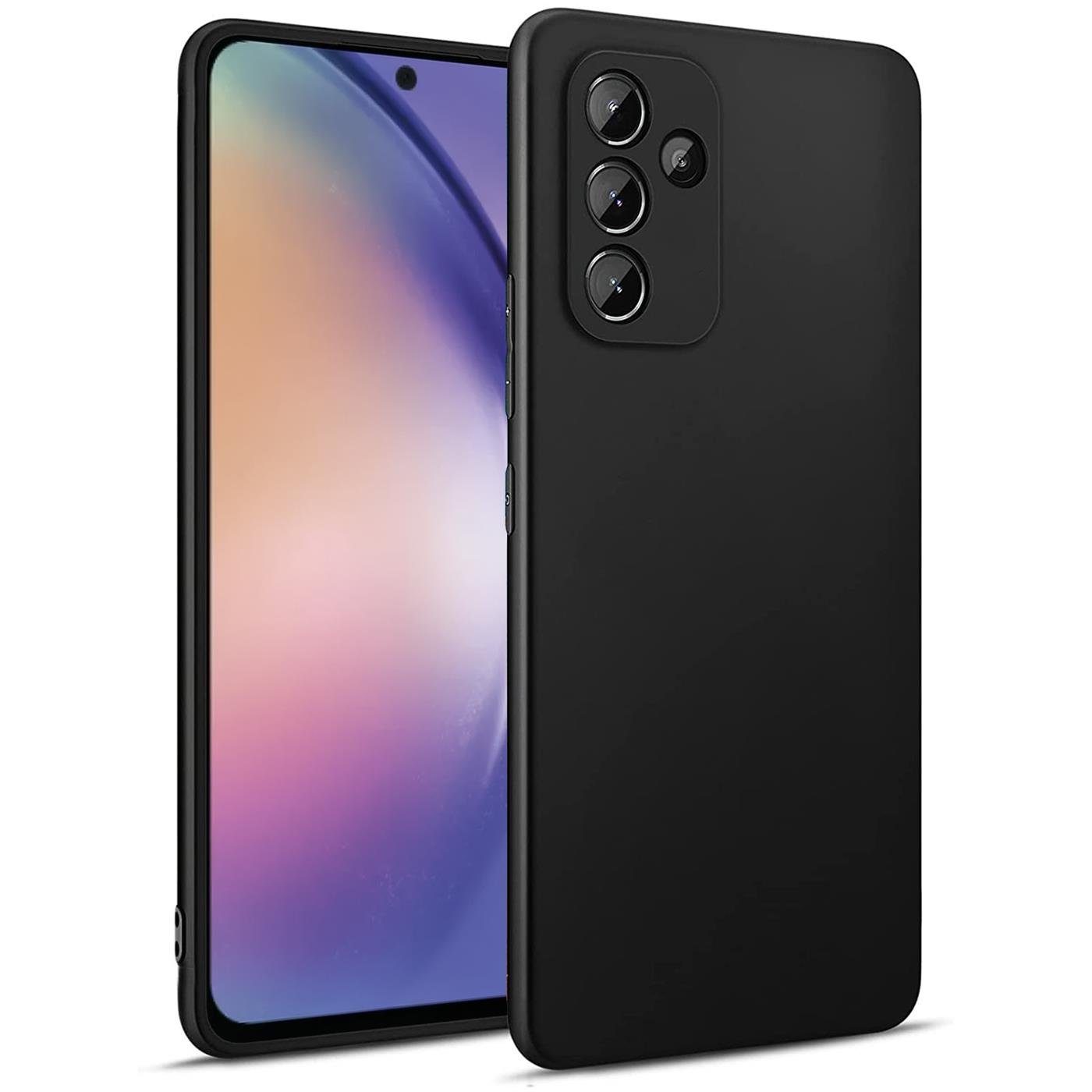 CoolGadget Handyhülle Handy Schutzhülle für Samsung Galaxy A54 5G matt schwarz 6,4 Zoll, Silikon TPU Hülle Schutz Tasche Cover schlicht Slim Case