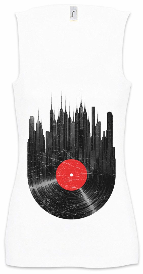 Urban Backwoods Tanktop Recordl City Ärmelloses Damen T-Shirt Schallplatte Club Disco Retro Collector Plattenspieler Phonograph Player