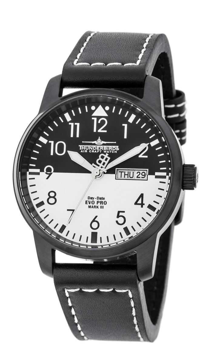 Thunderbirds Quarzuhr Evopro Fliegeruhr TB1068-05 – Herrenuhr mit Lederband, 40 mm, Edelstahlgehäuse, präzise Fliegeruhr im eleganten Design