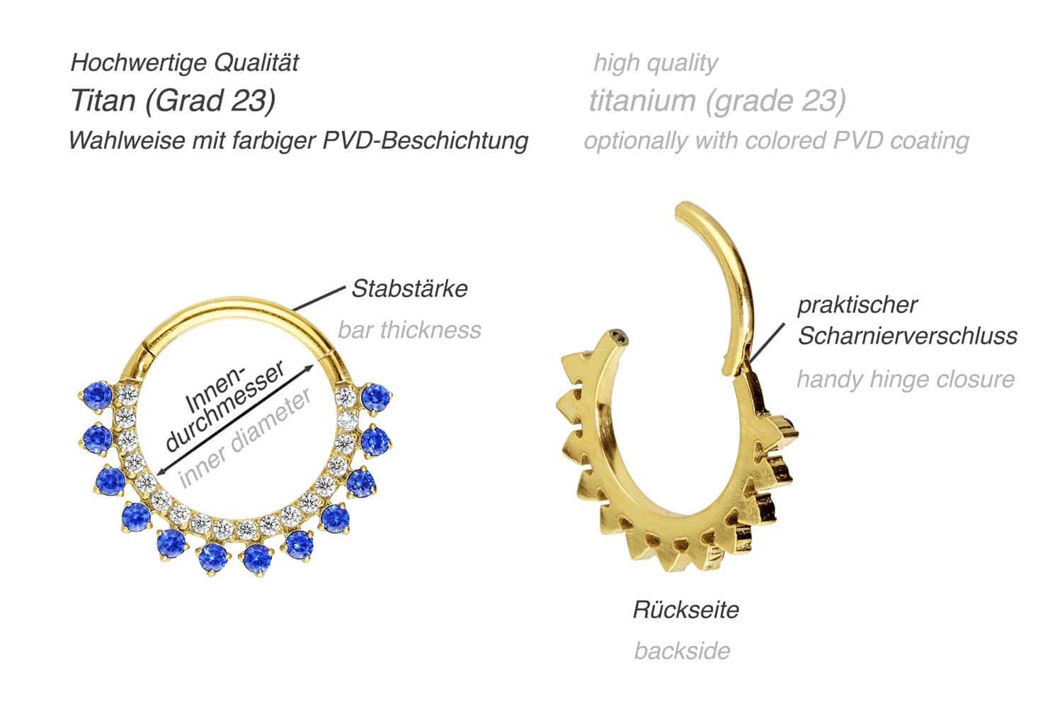 PIERCINGLINE Piercing-Set Titan Segmentring Clicker EINGEFASSTE günstig online kaufen
