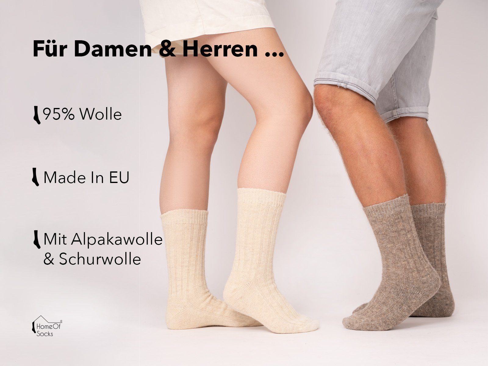 (Alpakawolle Schurwolle) Wolle Anthrazit aus Socken & HomeOfSocks Wollsocken 95%