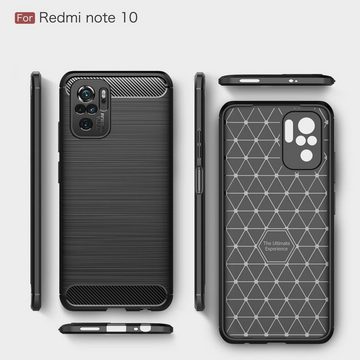 CoverKingz Handyhülle Hülle für Xiaomi Redmi Note 10/10s Handyhülle Silikon Case Cover 16,33 cm (6,43 Zoll), Handyhülle Bumper Silikoncover Softcase Carbonfarben