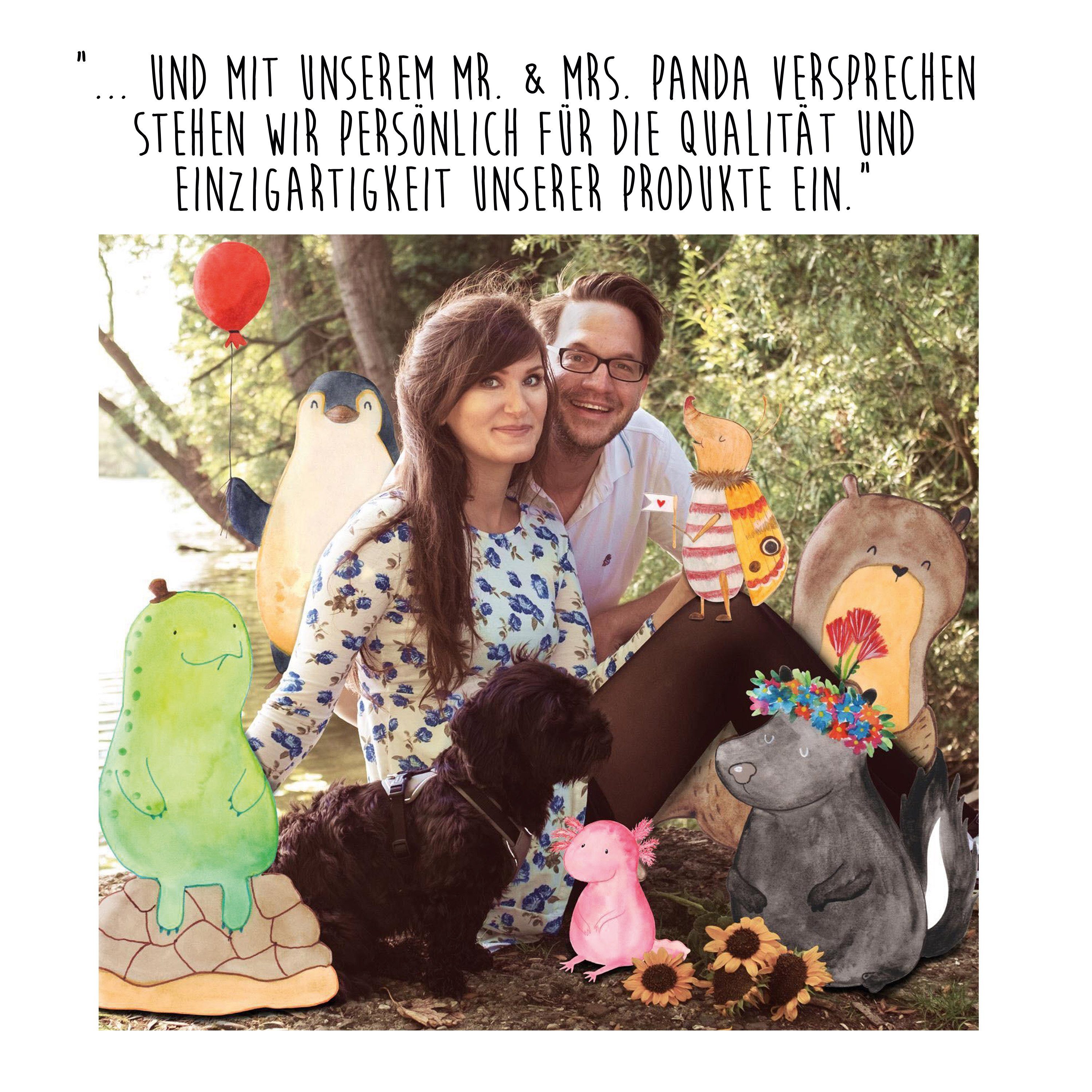 Flasche, Mrs. Mr. Bären & Blumenkranz mit Mädche Trinkflasche Panda - Geschenk, Weiß - Kindergarten