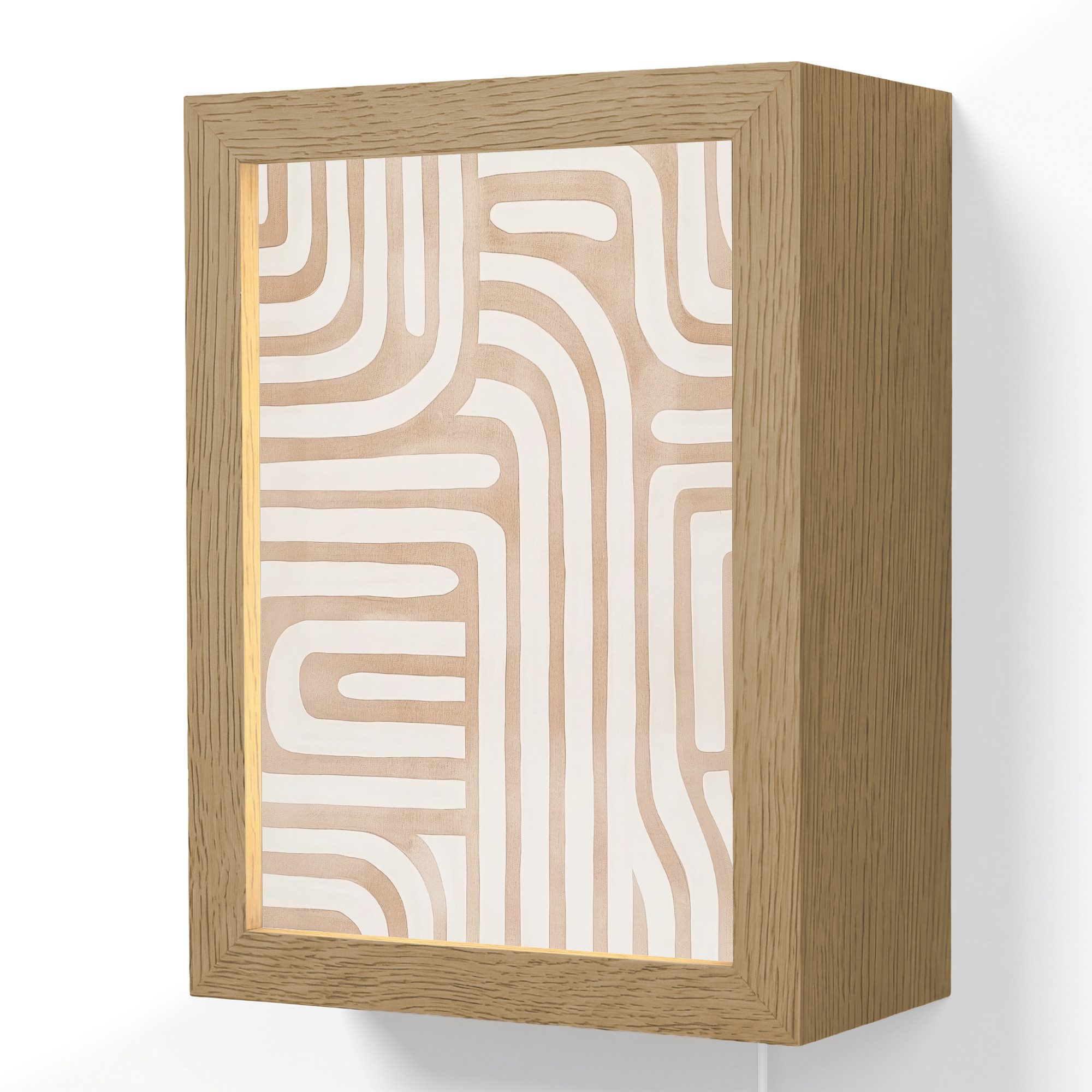 OnlyWow Wandleuchte Lightbox Erdtöne - Labyrinth-Muster, Dimmbar, Farbwechsel, LED, Warmweiß, Kaltweiß, Neutralweiß Einstellbar, Wandlampe Innen, Dimmbar, mit Kabel, LED, Beleuchtung, Wohnzimmer