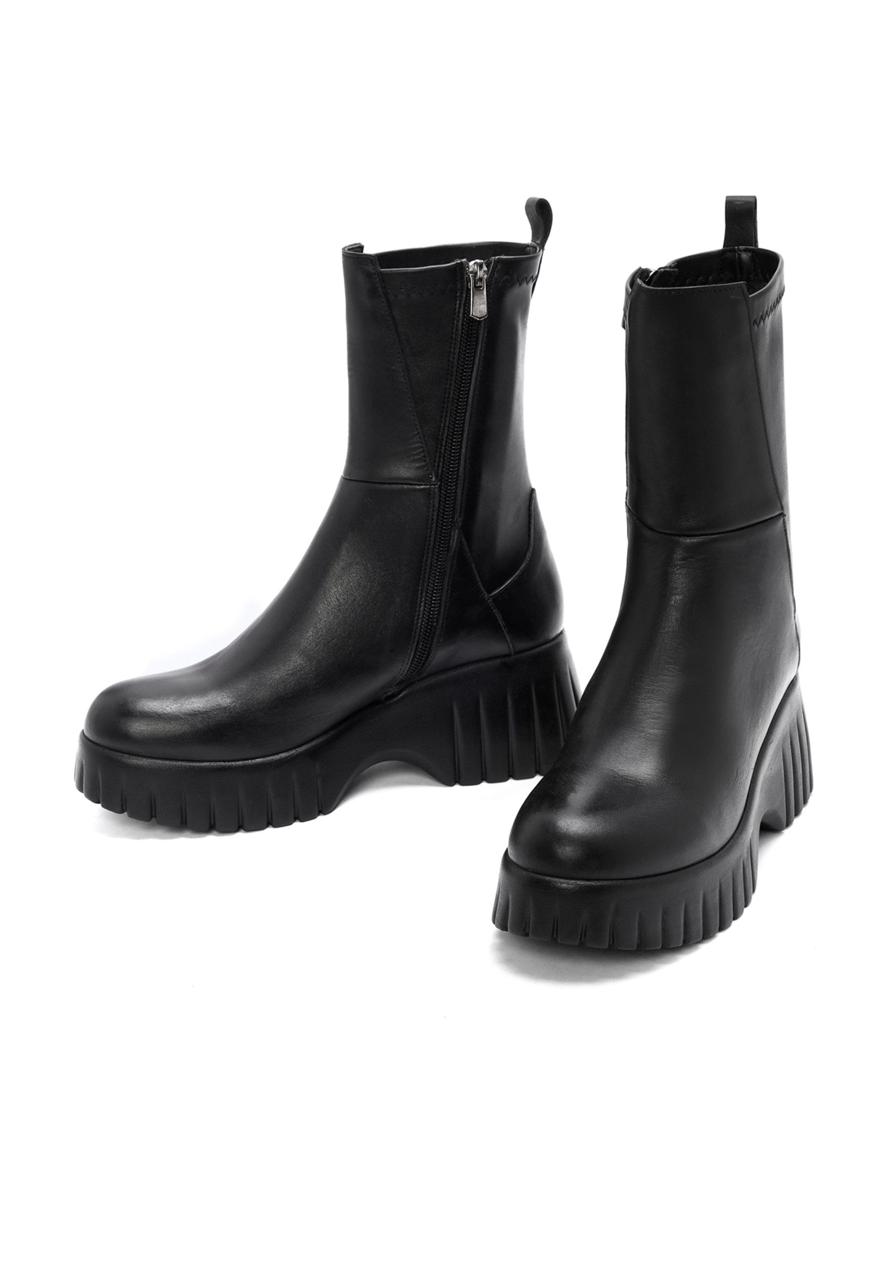 Derimod Stiefeletten aus Leder Ankleboots Reißverschluss, Textilfutter, EVA Sohle, Absatz 5 cm